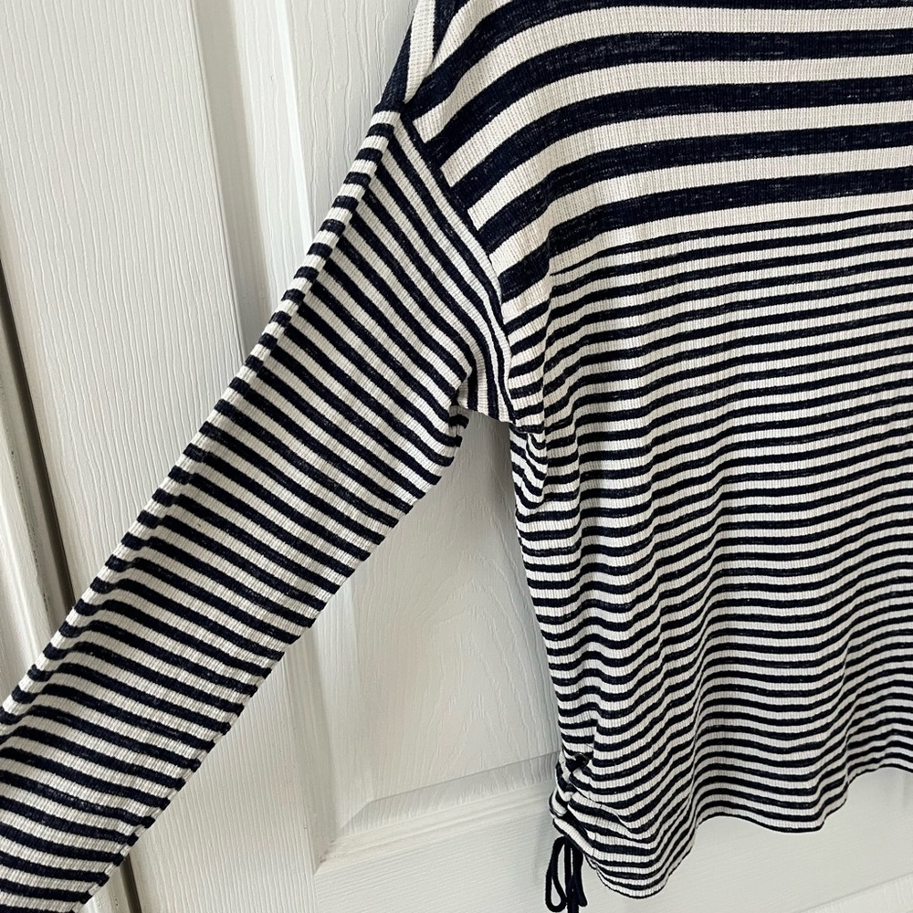 Chaps Navy and White Striped Long Sleeve Top - Picture 3 of 4